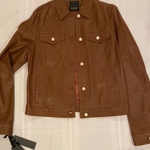 Pinko-Made in Italy brown women’s leather jacket L